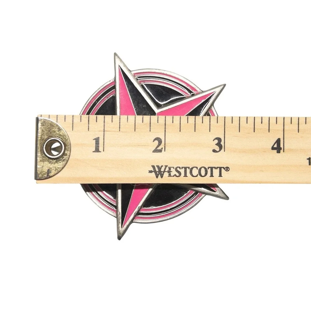 Vintage Y2k Rockstar Belt Buckle Western Rock Skater Pink And‎ Black Biker